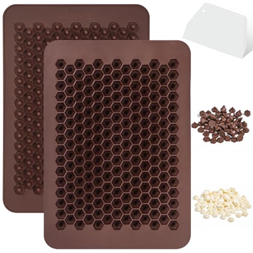 Webake Lot de 2 moules en silicone pour pépites de chocolat, 202 cavités, conformité LFGB 2, biologique, produits non laitiers, minigomme, ganache; pour...