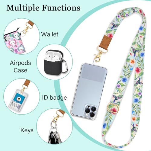 Image of Piefly Cell Phone Lanyard Crossbody Wrist Strap Adjustable for Women Bird | Travel Daily Cruise, Around the Neck, Hands-free, Universal, Fit Keys ID badge, Accessories, Compatible with Most Smartphones