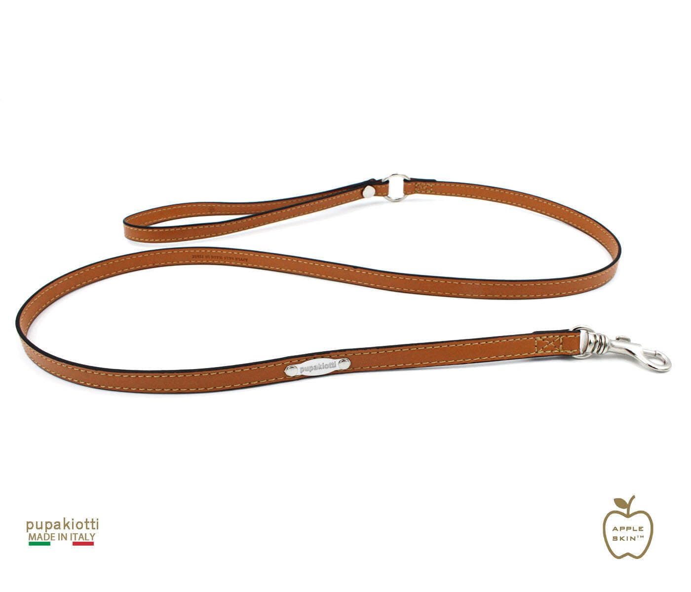 Pupakiotti Vegan Guinzaglio Cani in Pelle di Mela Apple Skin Cognac 12 mm