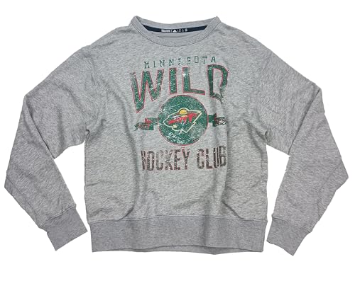 adidas Mens NHL Minnesota Wild Distressed Graphics Crew Sweatshirt XX-Large Grey