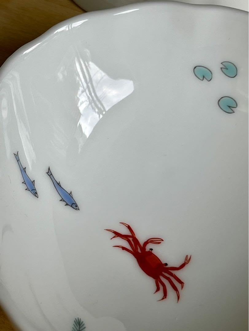 Amazon.co.jp: 深川製磁 おもいで 三ツ足 貝型 取皿揃 蟹 三ツ足 小鉢  