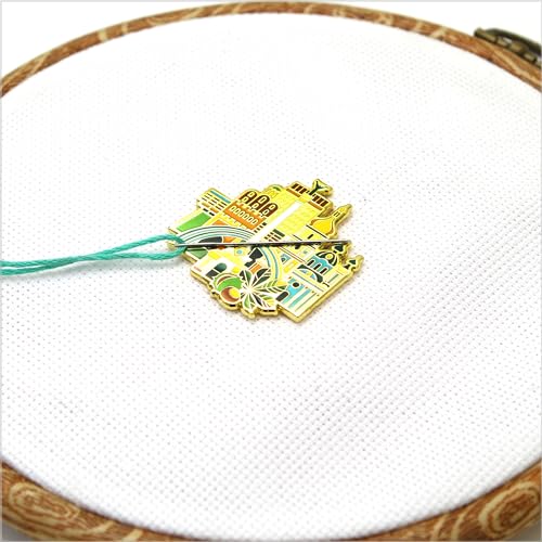 Image of Awesome Pattern Studio Kyiv Magnetic Needle Minder + 2 Needle Threaders. Enamel Pin for Cross Stitch, Embroidery and Craft