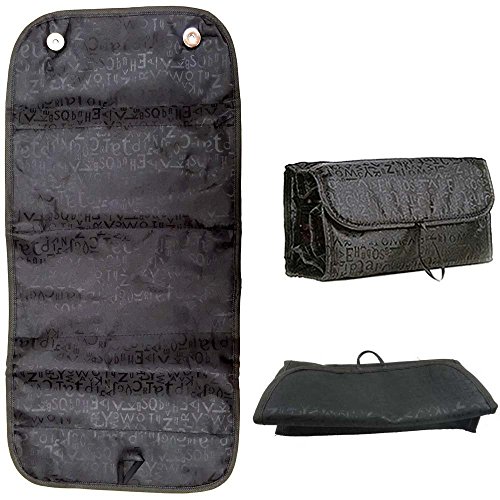 4-Layer Roll up Foldable Travel Organizer Multifunctional Hanging Makeup Cosmetic Bag Large Capacity Toiletry Storage Bag Organizer Bath Shower Clear Case Holder Pouch for Women Girls (Black)