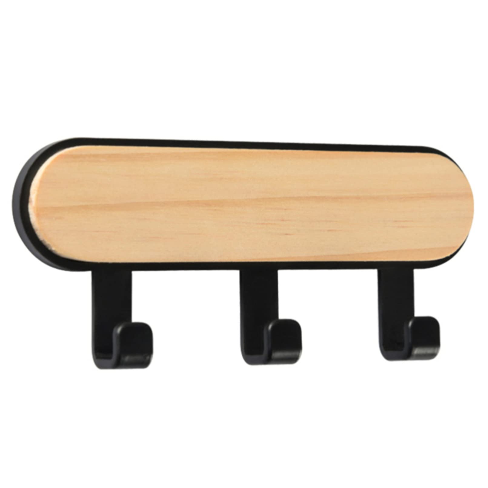 QXPDD Wooden Wall Hooks Hanging Wall Mounted Self-adhesive Multi purpose Coat Hooks for Keys Towel Clothes,Black-three rows