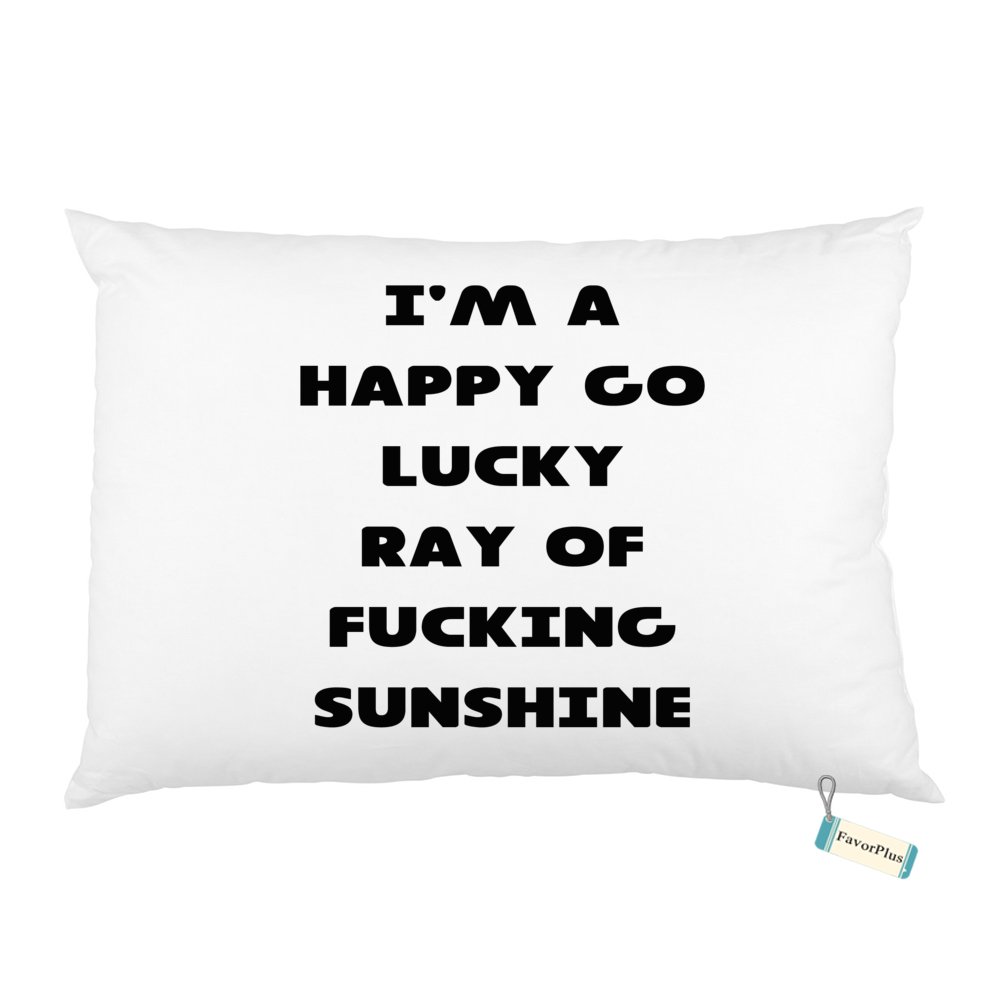 FavorPlus Ray of Sunshine Funny Quote Custom Rectangle Bed Pillow case Cover Pillowslip Queen Size 20X30 inch Two Sides Printed
