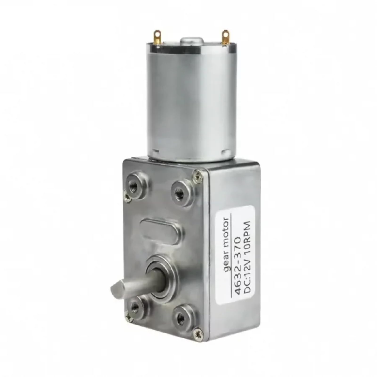 JGY-370 DC Schneckengetriebemotor mit Encoder, 6 V/12 V/24 V, rechtwinkliges Getriebe, 25 kgf.cm Drehmoment, 6-150 U/min, Silber, 6 mm Ausgangswelle (23 U/min, 12 V)