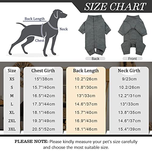 Kuoser Hundebody nach op, Medizinischer Body Hund,Hunde Schlafanzüge, Hundebody nach kastration, Anti-Lecken Wundschutz,Kegel-Alternative (3XL,Grau)