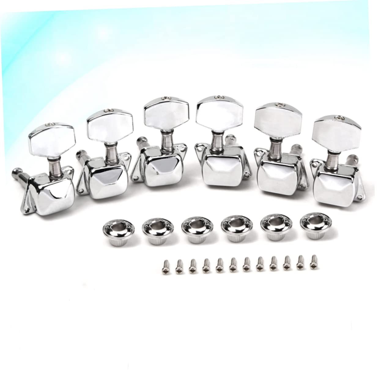 Toddmomy 6 Pack Semiclosed Guitar Tuning Pegs 3 Left 3 Right Chrome Acoustic/electric Guitar Tuning Keys