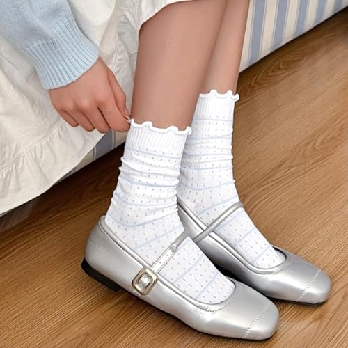Image of Women's Cute Crew Socks, Casual Athletic Cotton Bowknot Cherry Calf Novelty Socks for Women
