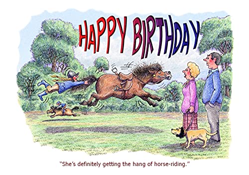 Happy Birthday Horse & Ponies Cartoon A5 Funny Blank Greeting Card By Armand Foster - Canada