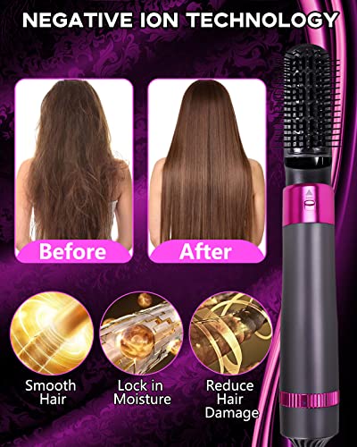 Vasonni 5 In 1 Hair Dryer Brush, Negative Ion Electric Hot Air Blow Dryer Brush Comb, Detachable And Interchangeable Hair Straightener Curly Hair Comb For All Hairstyle #TOP2