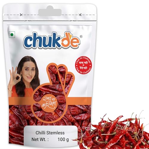 Image of Chukde Red Chilli Whole Without Stem (Lal Mirch Sabut) 100gms