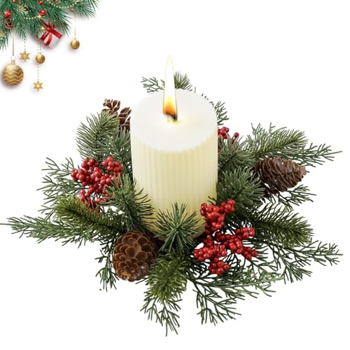 Weihnachts-Kerzenringe mit roten Beeren, künstliche...
