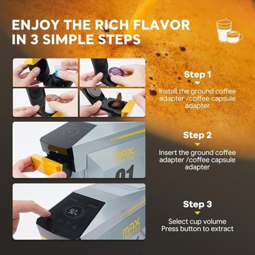 Image of 4in1 Single Serve Coffee Maker, 19 Bar Espresso Maker Coffee Machine For K-Cup /Nespresso Original Line Capsules /Dolce Gusto /Ground Coffee (Orange)