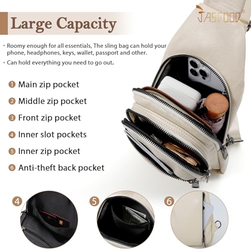 Image of JASGOOD Anti Theft Small Sling Bag for Women Leather Fanny Packs Crossbody Bags Trendy Anti-Theft Sling Purse for Travel