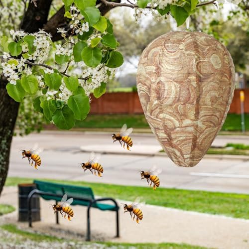 DECYOOL 6 Pack Paper Fake Wasp Nests Decoys for Yellow Jackets and Wasps - 3