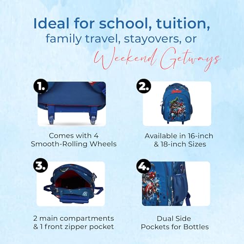 Image of NOVEX Original Kids School Bag with 2 Wheels & Trolley Handle For Easy Travel