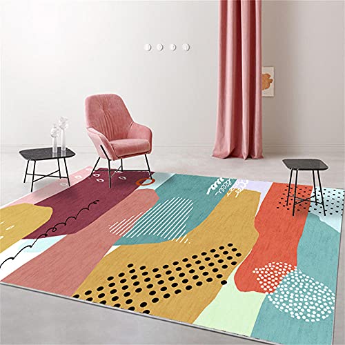 Tapis doux design abstrait jaune noir bleu pour sol extérieur - 2