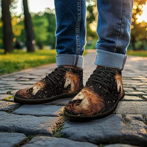 Chririnla Horse Flat Shoes Runner Trail Running Sneakers Galaxy Stars Anti Slip Mens Leather Dress Sneaker Comfortable Women's Wide Minimalist Barefoot Shoe for Travel Hiking