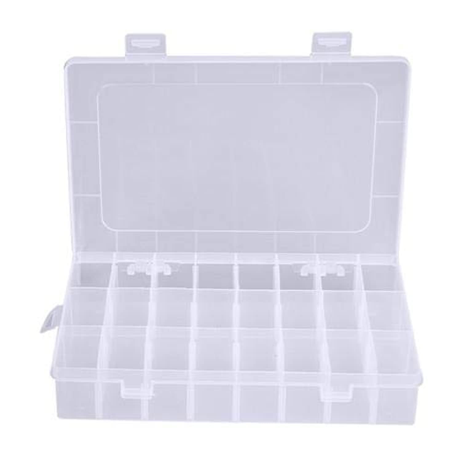 Adjustable 24 Compartment Transparent Plastic Storage Box Jewelry Earring Case small objects Caja de almacenaje
