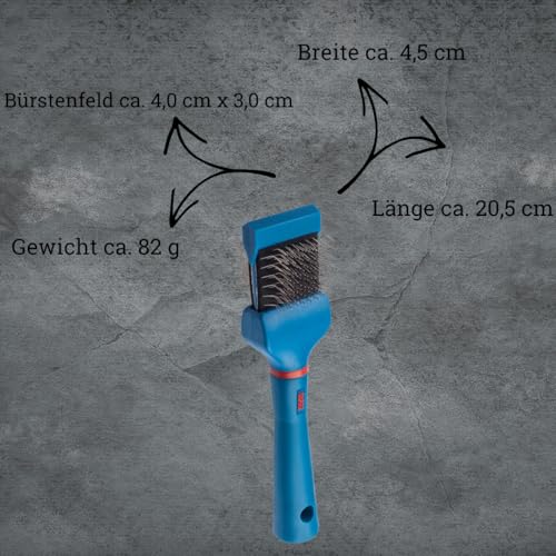 EHASO Hochwertige Fellbürste für Hund & Katze - Langhaar oder kurzhaar - Perfekt für die Unterwolle ihres Haustieres MULITBRUSH BLAU, Einzel, MITTELHART - Langlebige Doppelbürste