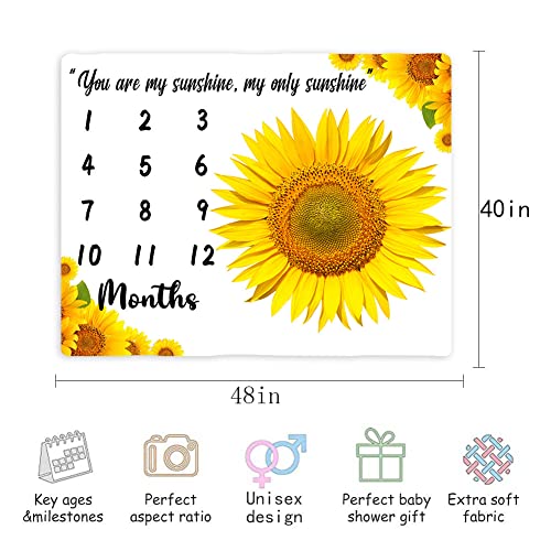 Image of Flannel Baby Monthly Milestone Blanket, You are My Sunshine, 48x40inch