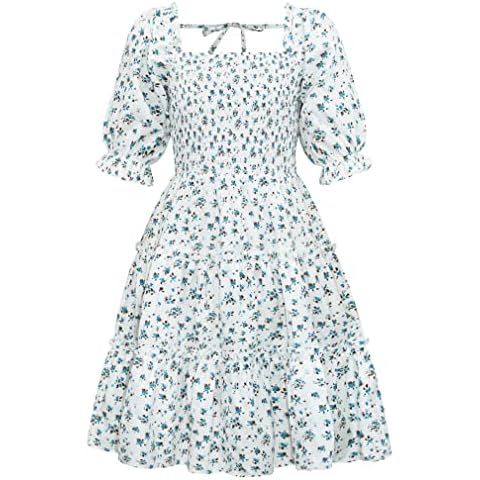 Imbry Kids Girls Floral Princess Cute Dresses for Teens Age 7-12 Years Summer Clothes Outfits(7-8 Years,Flower 1) Cover