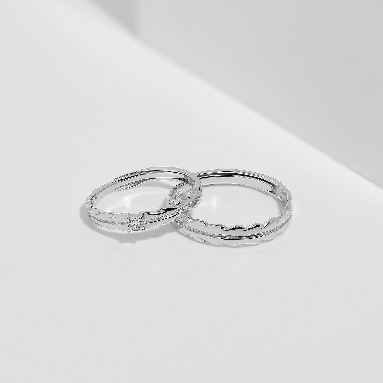 Meissa Anillos de Pareja a Juego en Plata Esterlina, 2 Piezas Anillos de Promesa y Compromiso Boda para Mujers Hombres, Juego de Dos