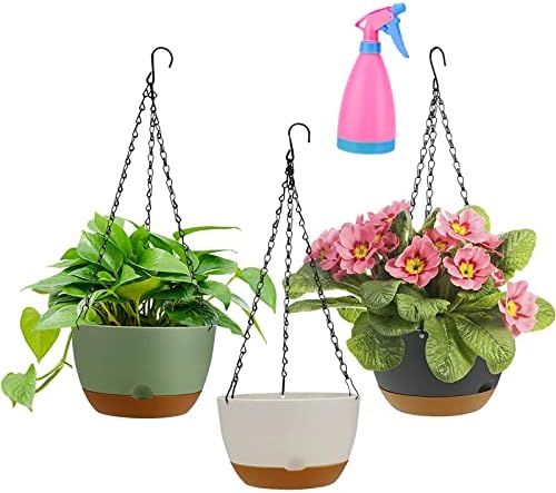 Hanging Planter 3 Pack Planters for Indoor Outdoor Plants with Drainage Hole,Hanging Planters for Indoor Plants for Home Garden Porch Balcony Patio Decor