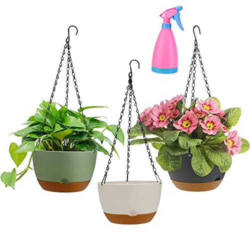 Hanging Planter 3 Pack Planters For Indoor Outdoor Plants With Drainage Hole,Hanging Planters For Indoor Plants For Home Garden Porch Balcony Patio Decor #TOP2