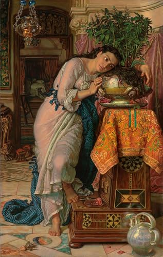 Toile Isabelle et le pot de basilic William Holman Hunt 60x90cm pour salon