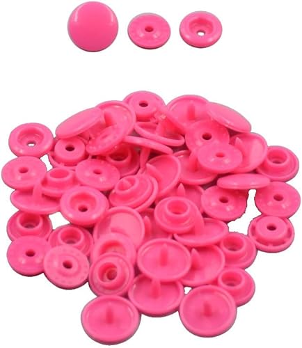 Botón a presión de plástico rosa brillante tamaño 20 100Sets coser en sujetadores de plástico para ropa brillante T5 redondo -B47