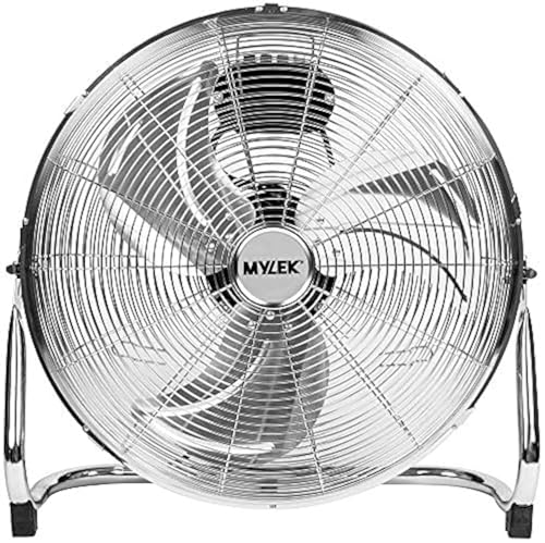 MYLEK High Velocity Floor Fan Air Circulator Industrial Cooling 18 Inch Cool Cold Chrome - 3 Speed...