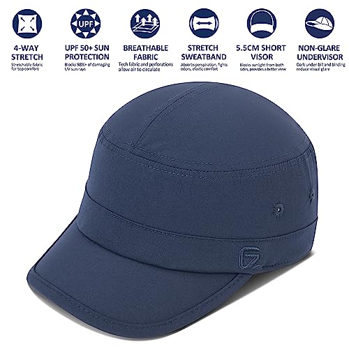 Image of GADIEMKENSD Stretch Army Cap Cadet Military Hats Flat Top Baseball Cap Short Bill Breathable