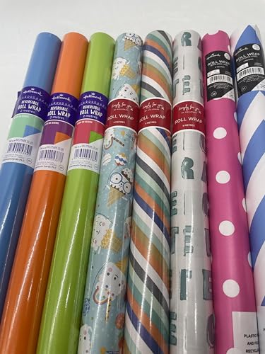 Hallmark Bundle Roll Wrap Pack -22 Metres Birthday Wrapping Paper -Male/Female/Children's Mix