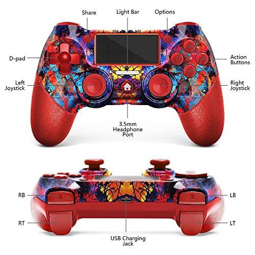 Acegamer Wireless Controller For Ps4, Custom Design V2 Gamepad Joystick For Ps4 With Non-Slip Grip Of Both Sides And 3.5Mm Audio Jack! (Red-Web Spider) #TOP1