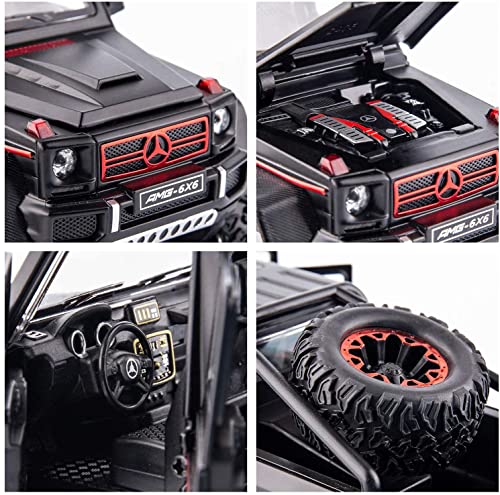 Image of 6 Wheel Drive Metal Car Pull Back with Open Doors, Engine Cover, Tail with Front and Rear Light & Music Great Gift for Boys and Girls Above-Multicolor(Mercedes G63)