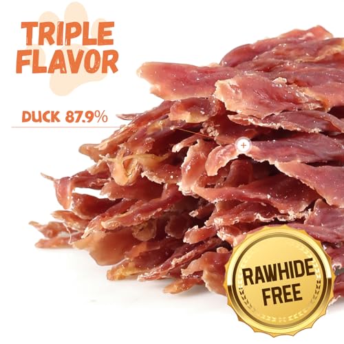 Pawmate Dog Treats, Duck Strips for Dogs Natural Healthy Dog Treats Jekry Low Fat Duck Jerky for Dogs Real Duck Cuts Training Dog Treats with Taurine for Small Medium Large Dogs 10.58 oz