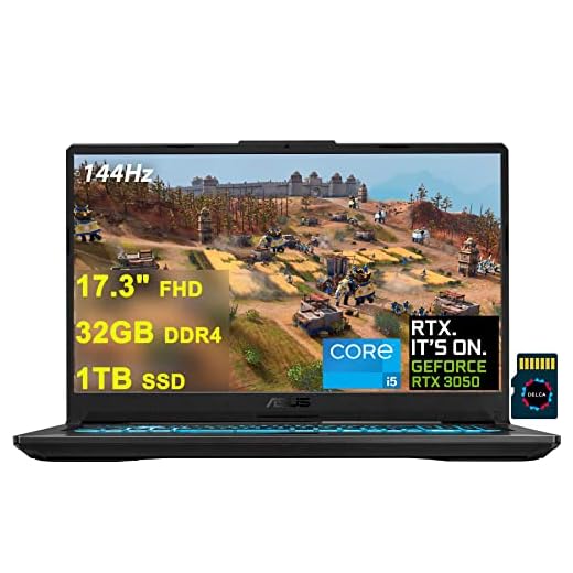 ASUS TUF Gaming F17 Premium Laptop I 17.3" FHD 144Hz IPS I 11th Gen Intel 6-Core i5-11260H (>i7-8850H) I 32GB DDR4 1TB SSD I GeForce RTX 3050 4GB I Backlit USB-C HDMI WiFi6 Win10 + 32GB MicroSD Card