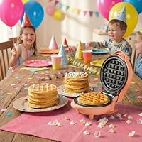 Bestron Mini-Waffeleisen für klassische Waffeln 10cm, kleiner Waffelmaker inkl. Antihaftbeschichtung, ideal für Kindergeburtstage, Ostern oder Weihnachten, Sweet Dreams Kollektion, Farbe: Orange – Ansicht 4