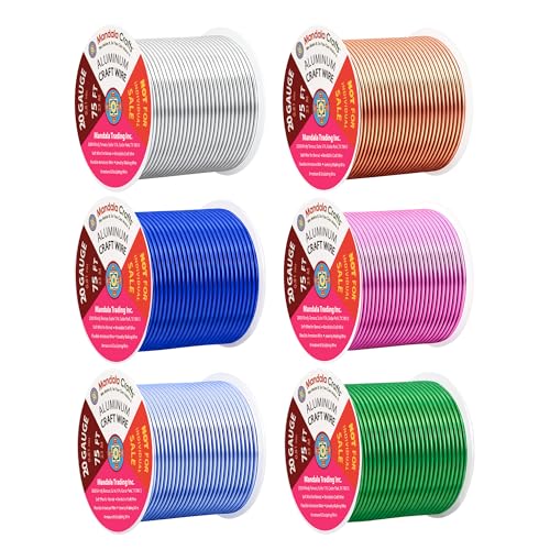 Image of Mandala Crafts 20 GA Pink Green Blue Assorted Anodized Aluminum Craft Wire | 450 FT, Colored, Flexible, Bendable for Bonsai Armature Sculpting Wire Wrapping Jewelry Making, Weather & Tarnish Resistant