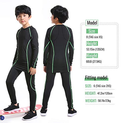 Boys Thermal Underwear 2 PCS Athletic Base Layer Kids' Compression Shirts and Leggings Set2