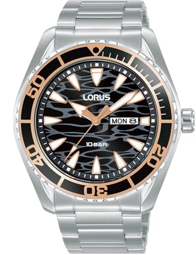 Lorus Reloj Analógico de Cuarzo para Hombre con Pulsera de Acero Inoxidable, Plata/Negro Lorus Reloj Analógico de Cuarzo para Hombre con Pulsera de Acero Inoxidable, Plata/Negro