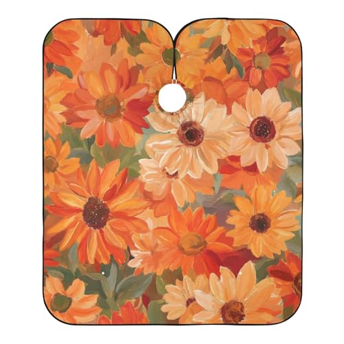 Hezely Bright Chrysanthemum Flowers Hair Dye Cape, Barber Cape for Adults,Waterproof Salon Cape,Waterproof Hairdressing Styling Hair Cutting, 65