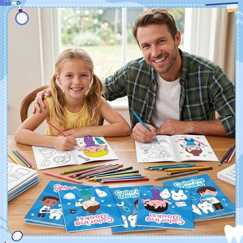 Image of Mini Dentist Coloring Books for Kids - 48Pcs Bulk Dentist Theme Coloring Booklet Tooth Theme DIY Art Drawing Book for Toddlers Tooth Themed Party Favor Gift Classroom Reward Home Art Activity Supplies