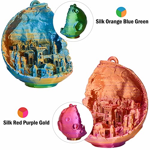 Image of PLA Filament 1.75mm, Tri-Colors 3D Printer Filament, Rainbow PLA Filament Bundle, Coextrusion 3D Filament with Silk PLA Color Change, 3D Printing Filament + /-0.02mm, 200g X 4 Spool