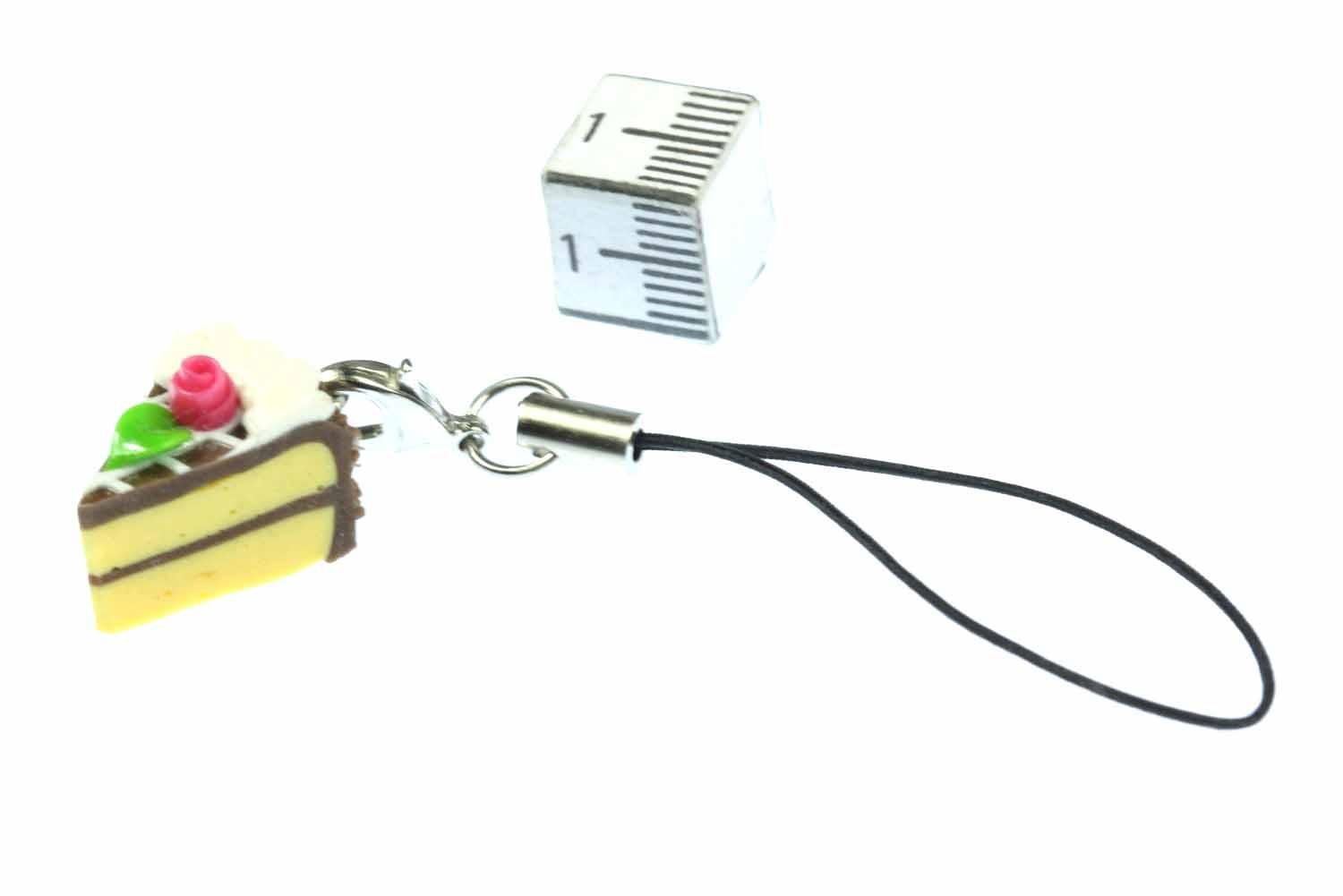 Miniblings Piece of Cake Mobile Cell Phone Charm Pendant Chocolate Brown
