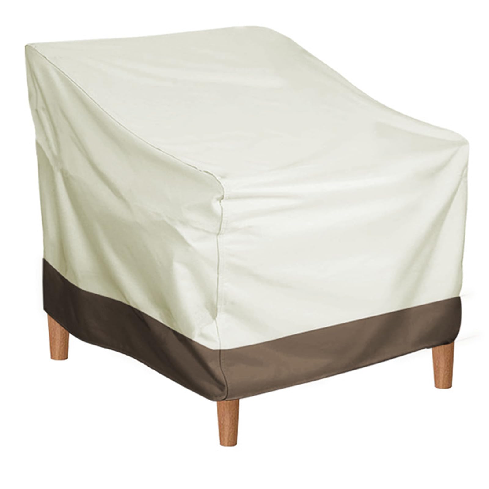 Generic Housse de Chaise de Patio, Facile à Nettoyer, Imperméable, pour Meubles d'extérieur, Tissu Oxford 600D, pour Fauteuils Pivotants de Patio (Beige avec couleur café)