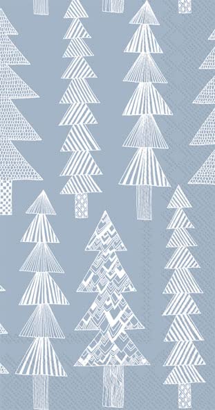 Dinner Napkins Marimekko Disposable 3-Ply Paper Hand Towels, 8.5" x 4.5", Kuusikossa Light Blue, 16-Count