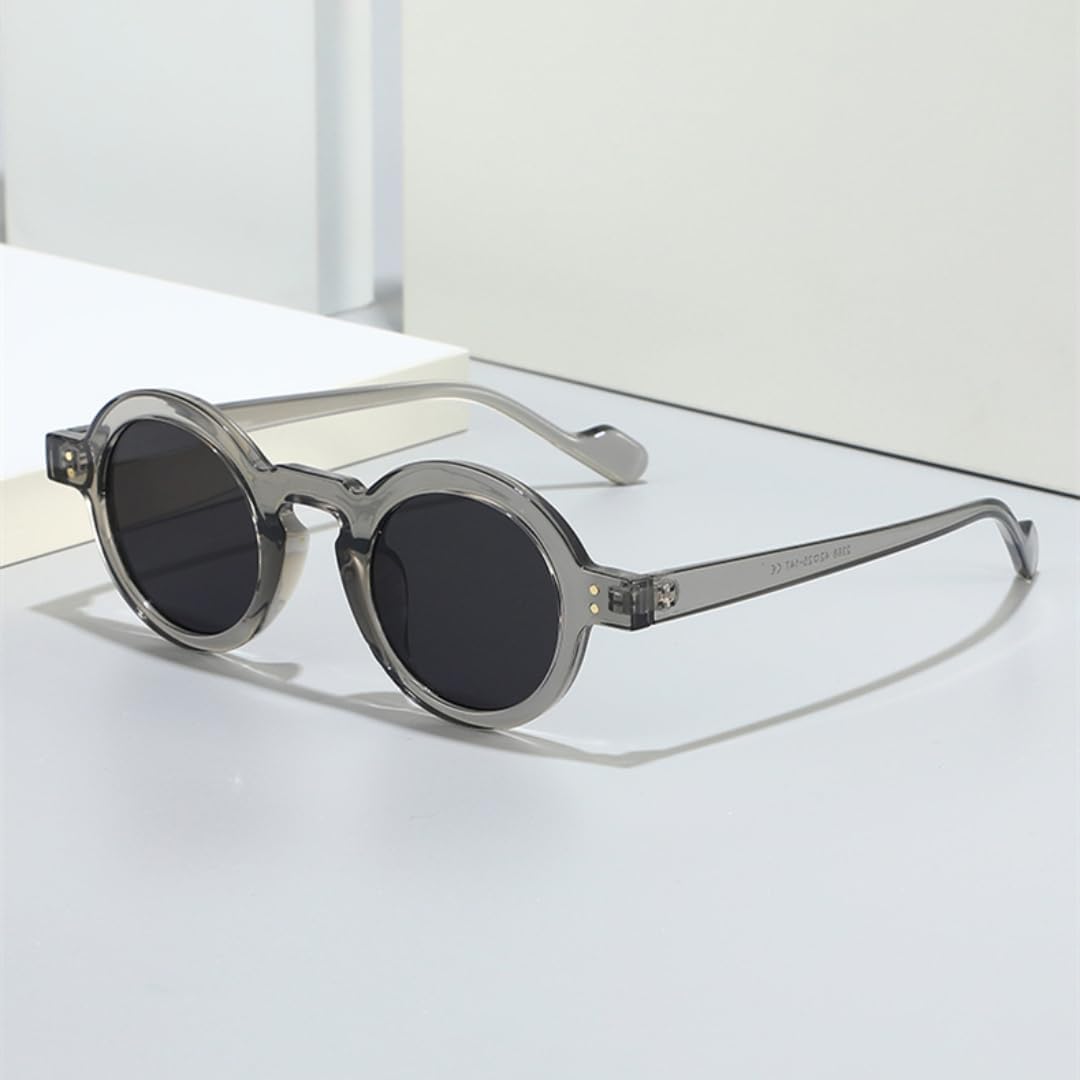 Retro Small Round Sunglasses Women Fashion Clear Ocean Lens Shades Uv400 Men Rivets Trending Punk Sun Glasses image 2